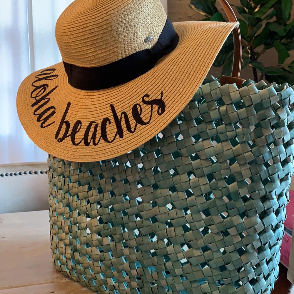 Large woven straw tote
